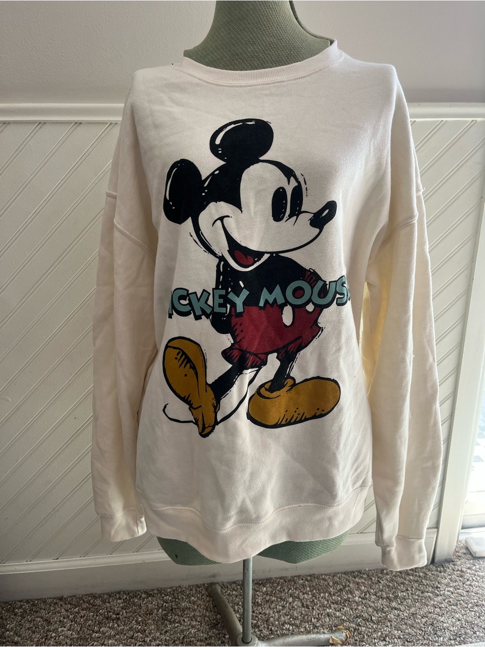 Disney Mickey Mouse Graphic Sweatshirt - Cream with Red & Yellow